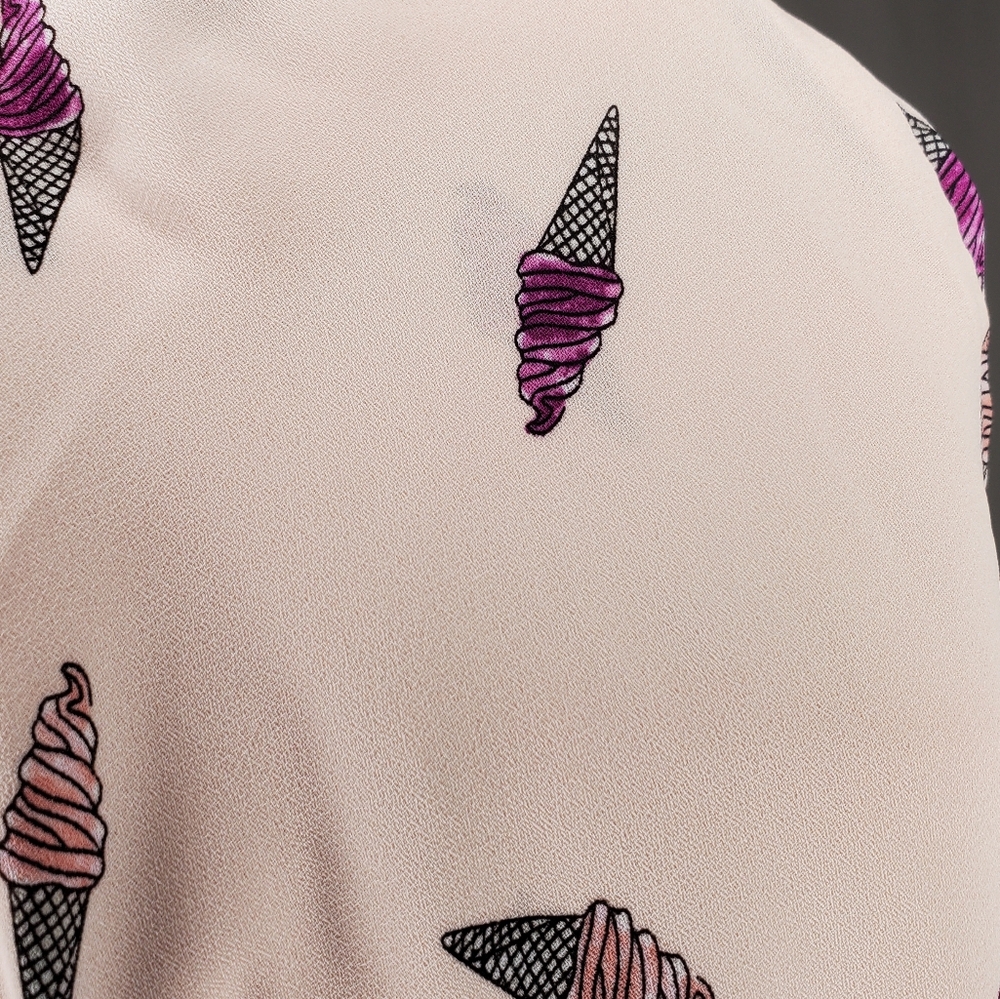 Torrid Harper 1 1X Pink Ice Cream Print‎ Chiffon Popover Blouse Office Dopamine - Picture 2 of 7